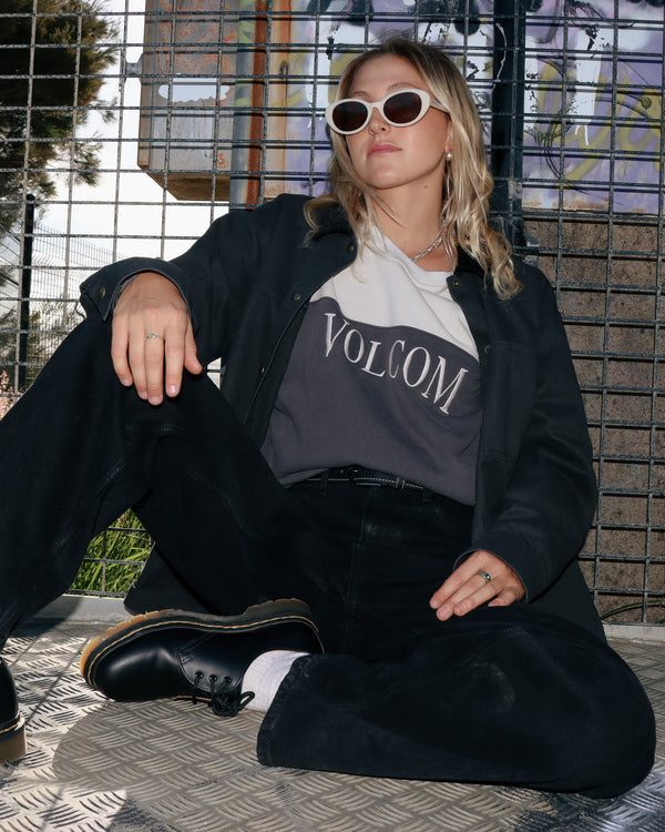 Womens Stone Blocked Crew Neck