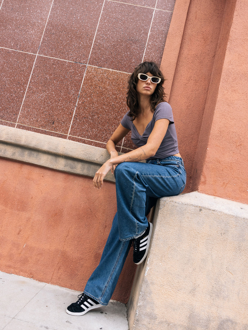 Stoned Boyfriend Hirise Jeans - Indigo Ridge Wash