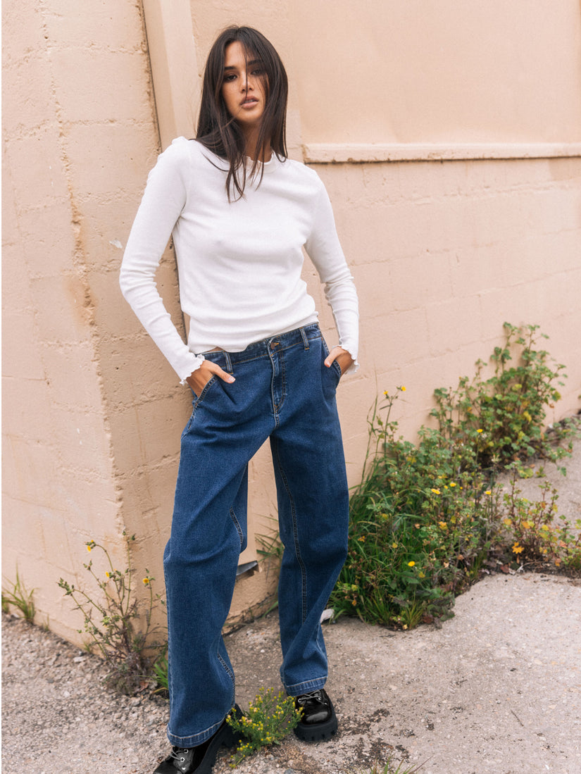 Stoned Boyfriend Hirise Jeans - Indigo Ridge Wash