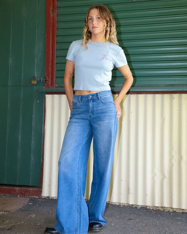 Womens Stoned Boyfriend Low Rise Denim Jeans