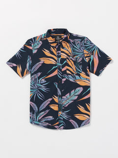 Boys Youth Indospray Floral Woven Short Sleeve Shirt - Navy