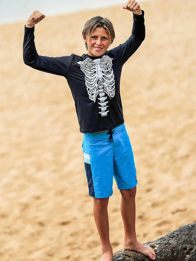 Big Youth Skeleton Long Sleeve Rashvest - Black