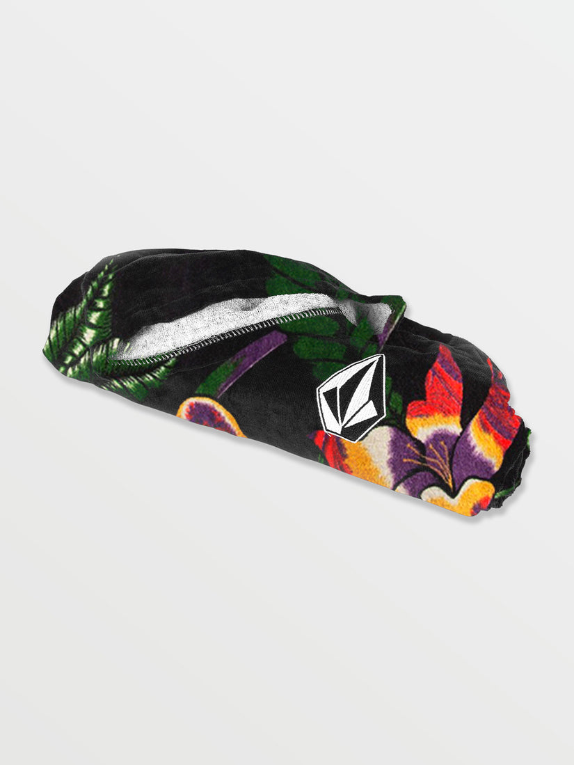 Stone Hooded Towel - Black Floral Print