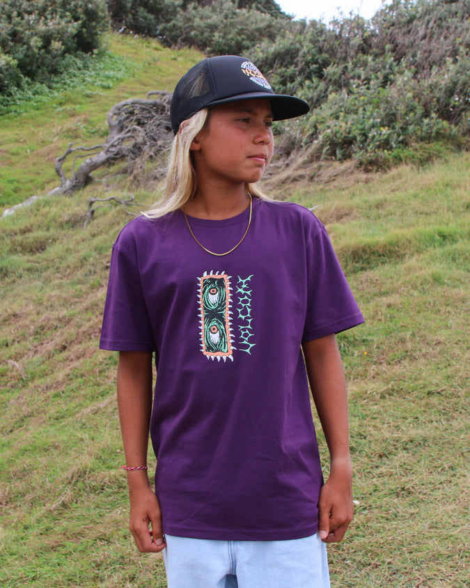 Big Youth Eye Rust Loose Short Sleeve Tee - Grape Royale