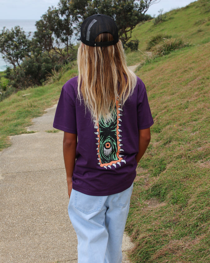 Big Youth Eye Rust Loose Short Sleeve Tee - Grape Royale