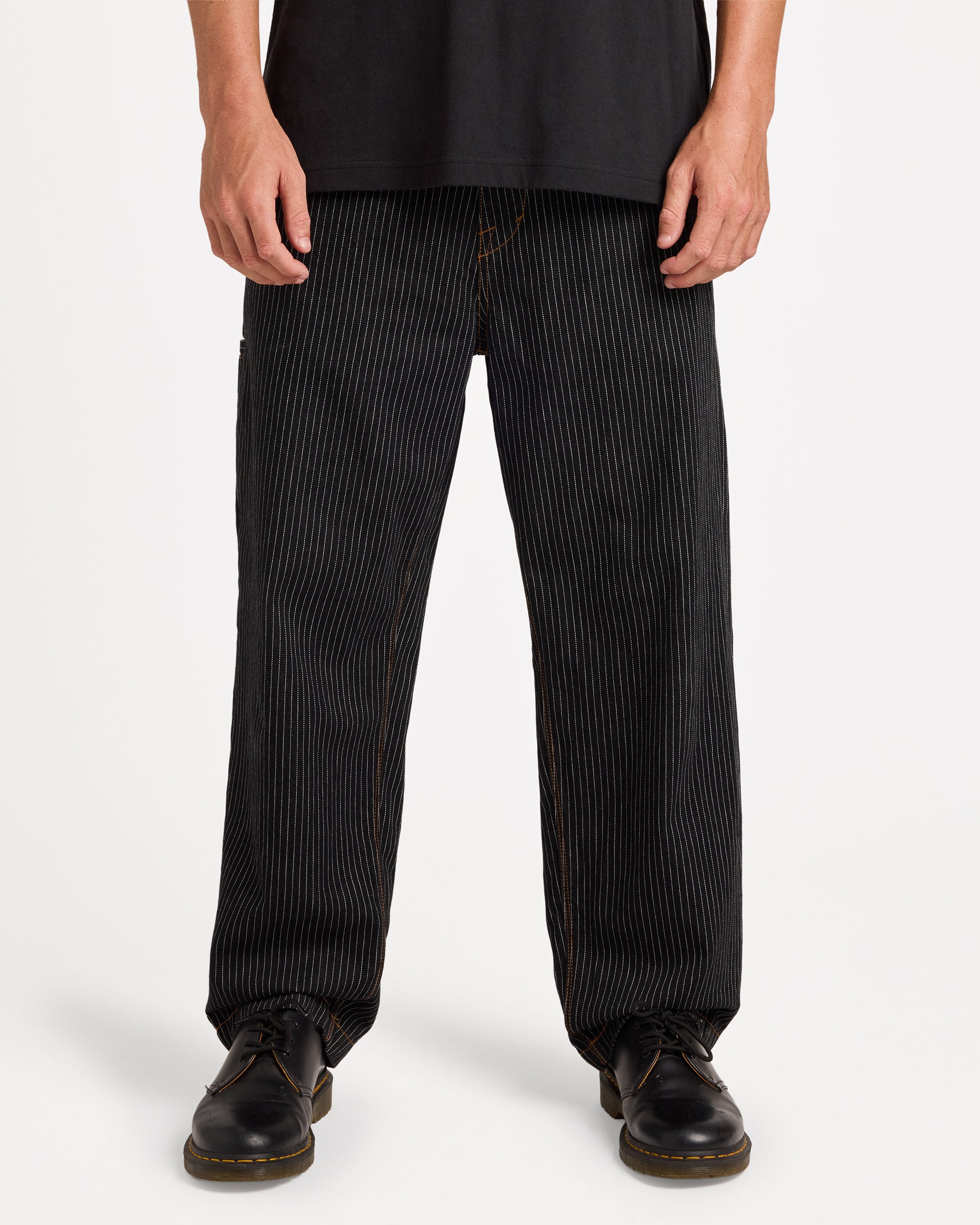 Mens Workwear Dialed Carpenter Pants – Black Stripe – Volcom Australia