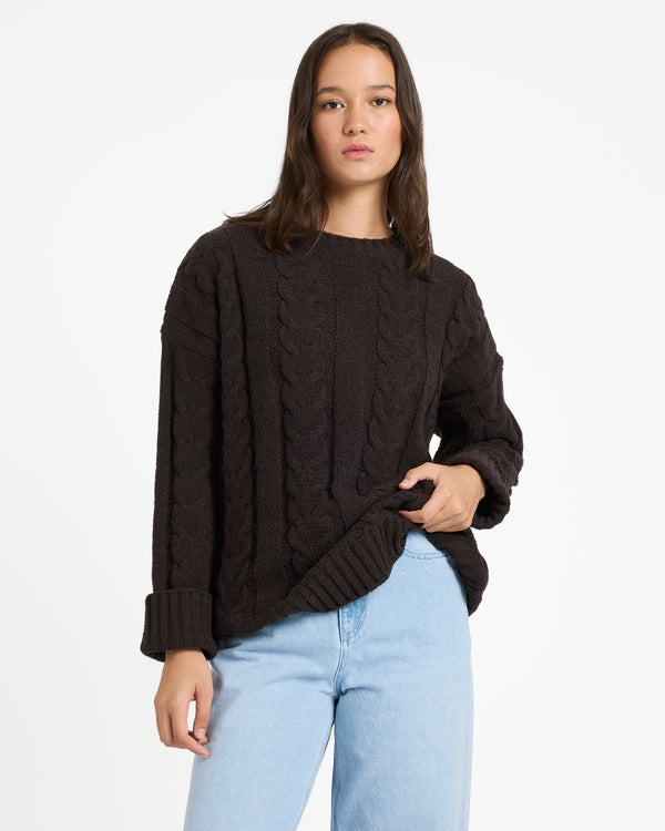 Womens Cable Cover Crew Neck