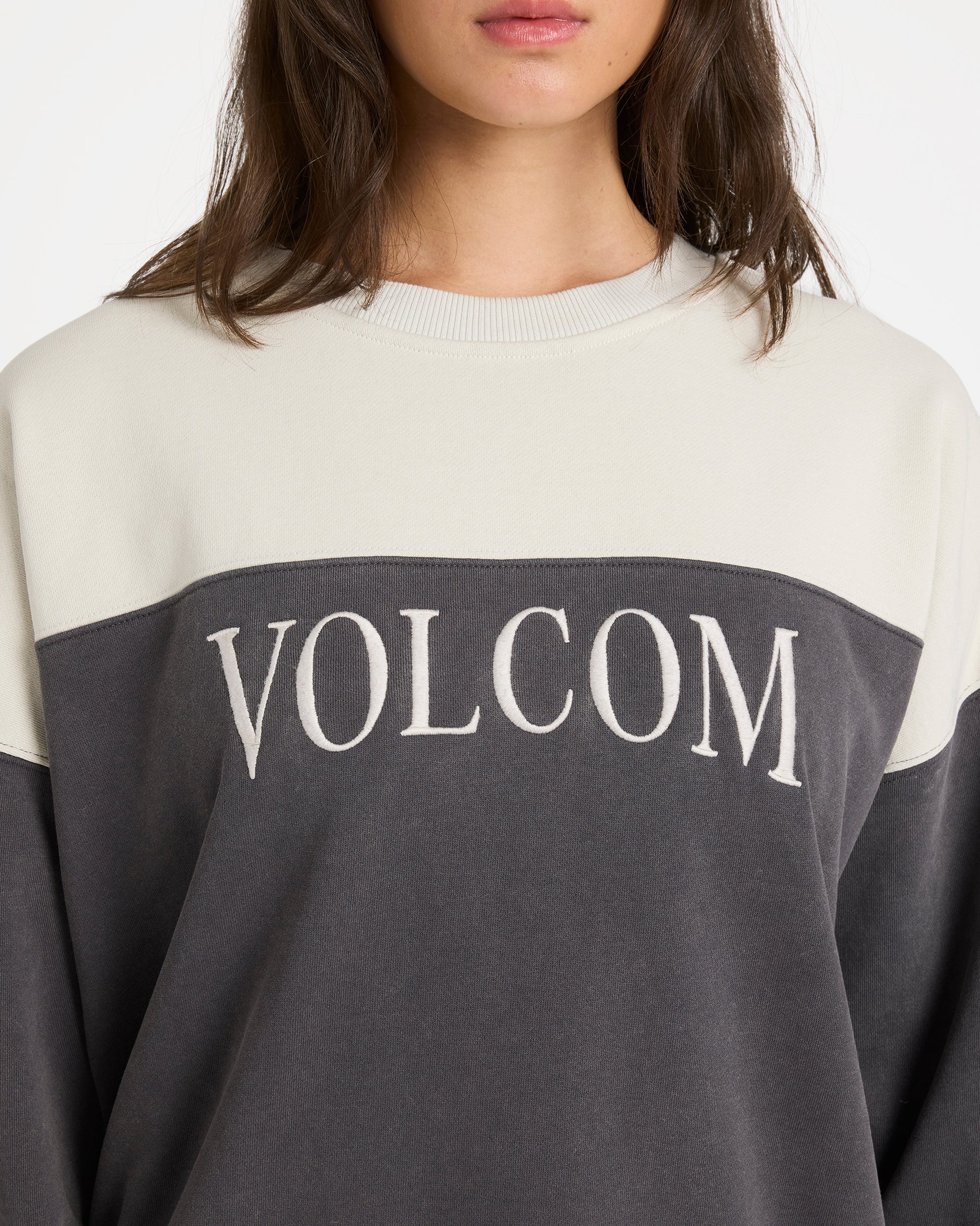 Womens Stone Blocked Crew Neck