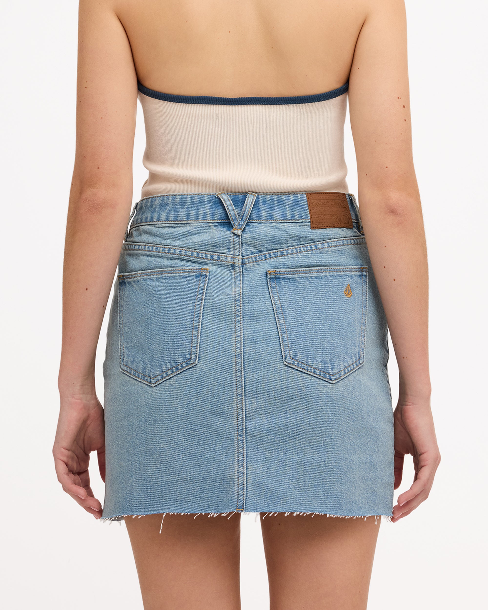 Womens Ramped Mini Denim Skirt