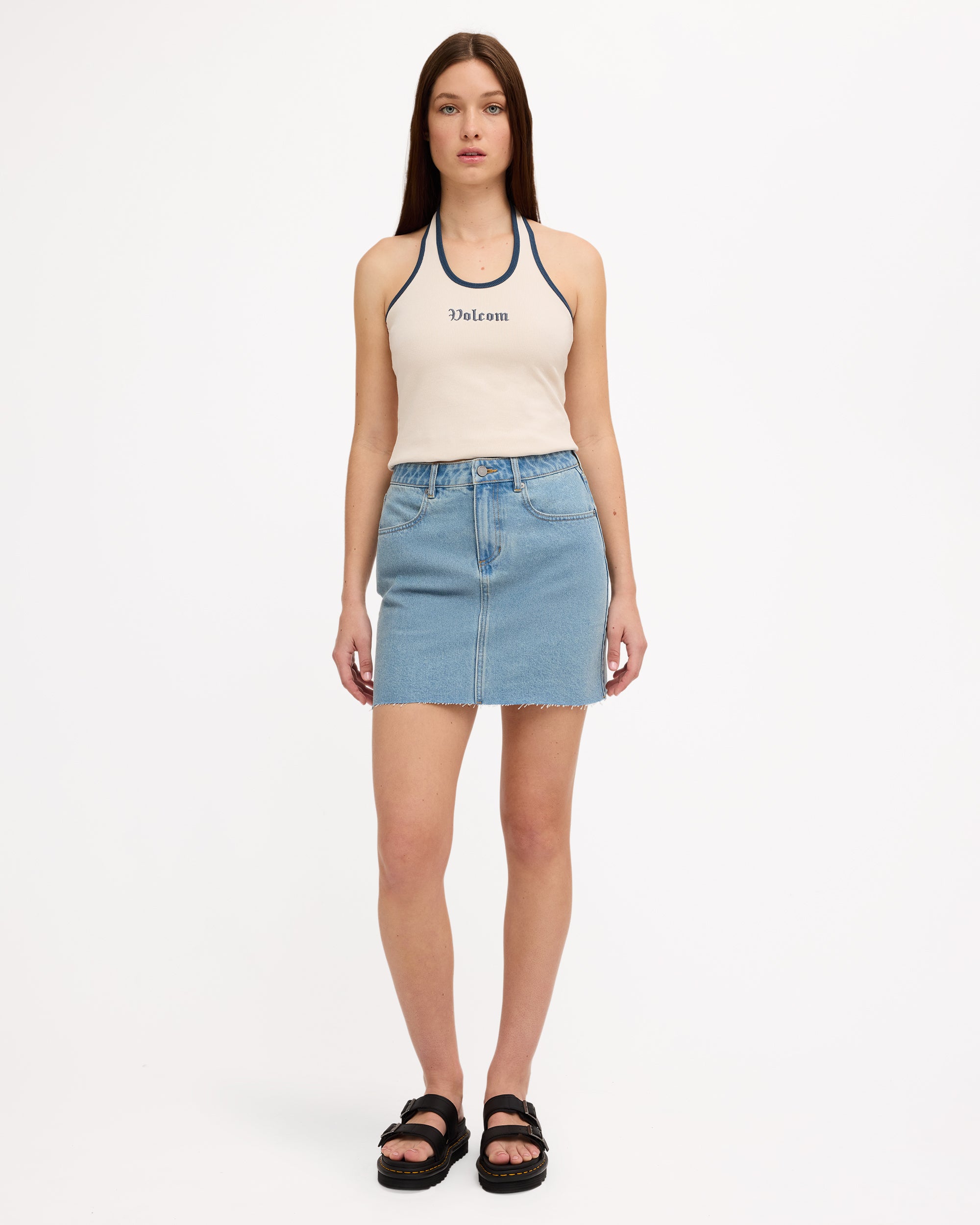Womens Ramped Mini Denim Skirt