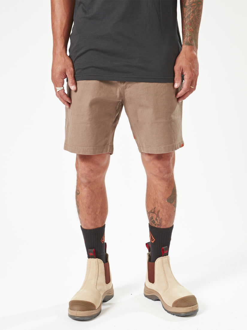 Volcom Workwear Caliper Elastic Waist Short 17" -  Brindle