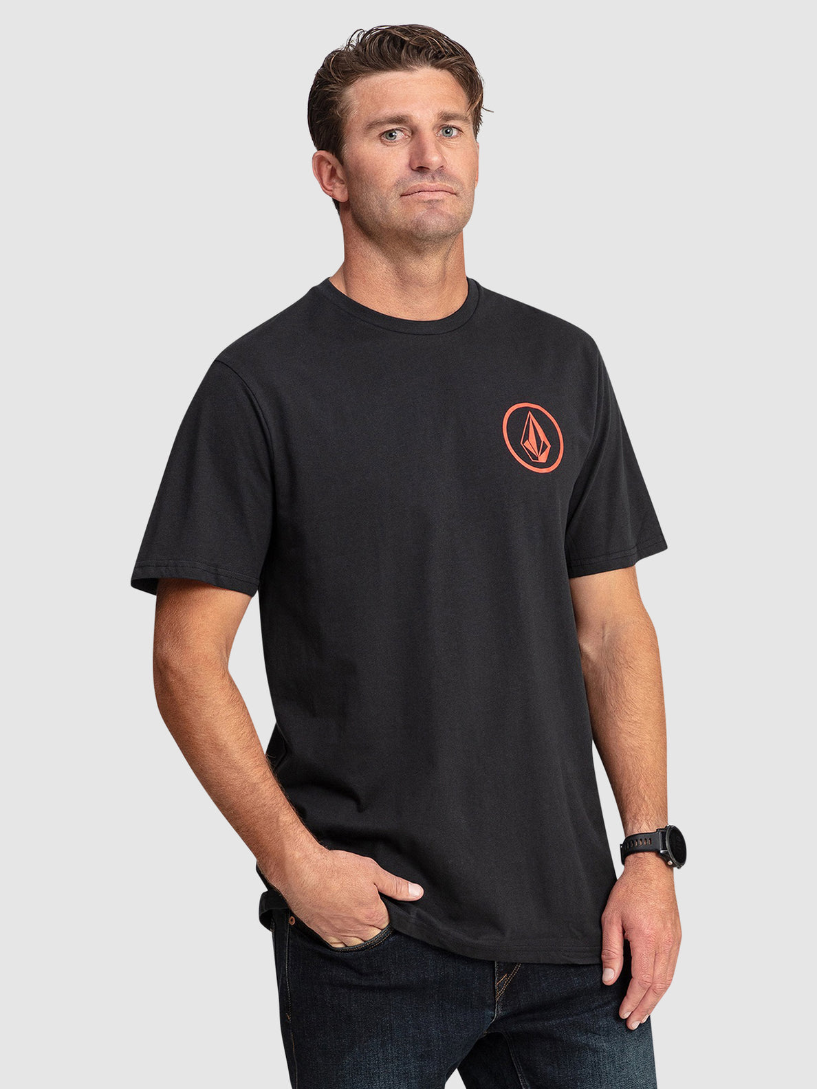 Mini Circle Stone Short Sleeve T-Shirt - Black (A4302301_BLK) [F]