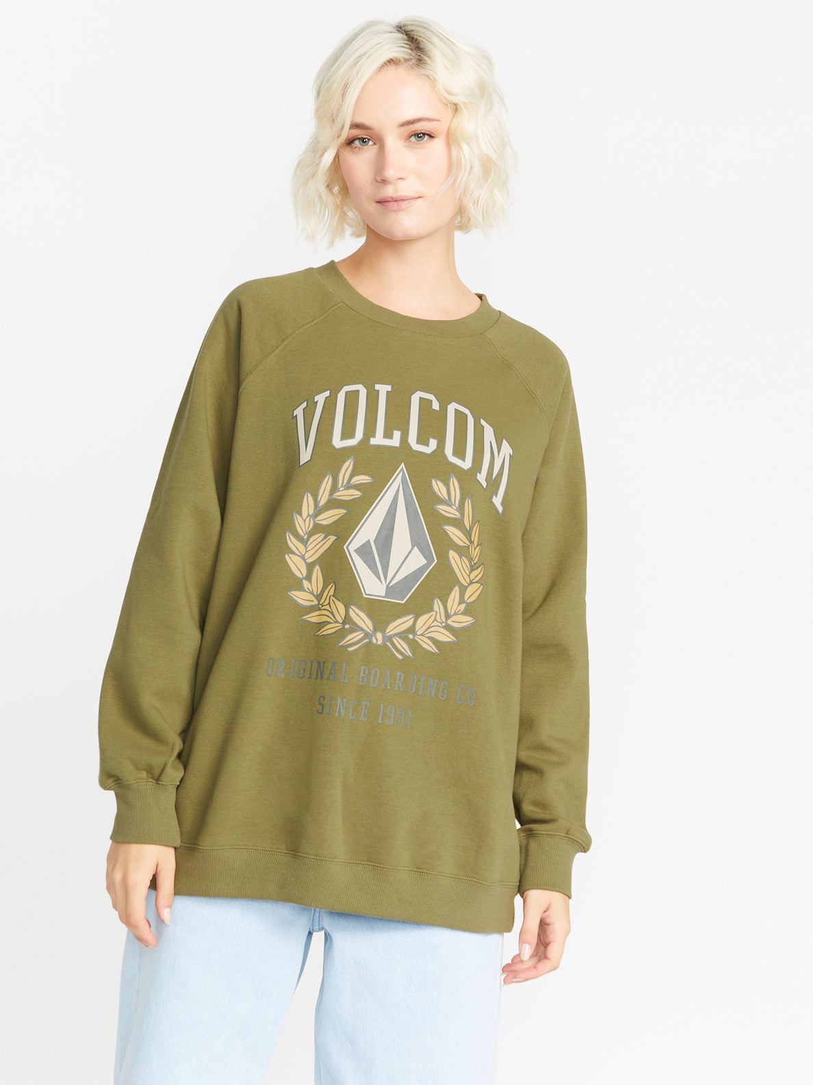 Stone Magic Boyfriend Crew Pullover - Moss (B4612300_MOS) [1]