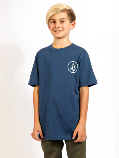 Boys Youth Mini Circle Stone Short Sleeve Tee - Blue (C5001906_BLU) [F]