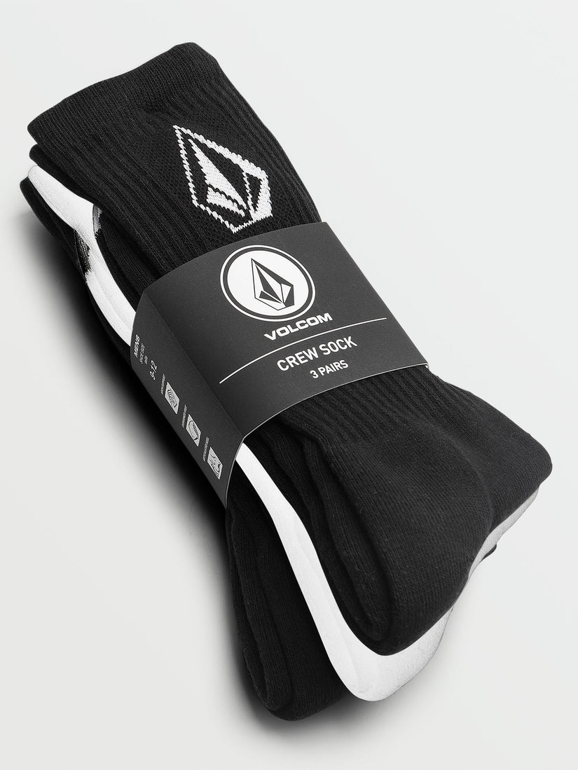 Full Stone Sock 3 Pack - Black/White