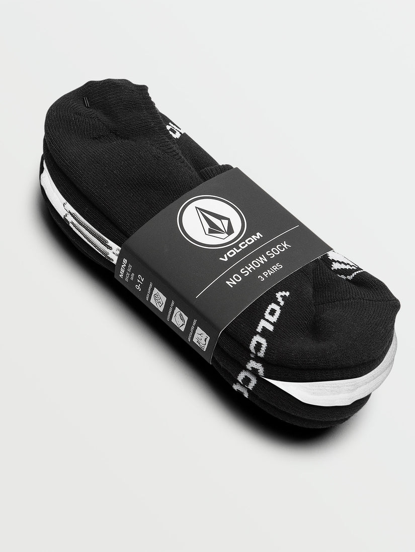 No Stone Show Socks 3 Pack - Black/white